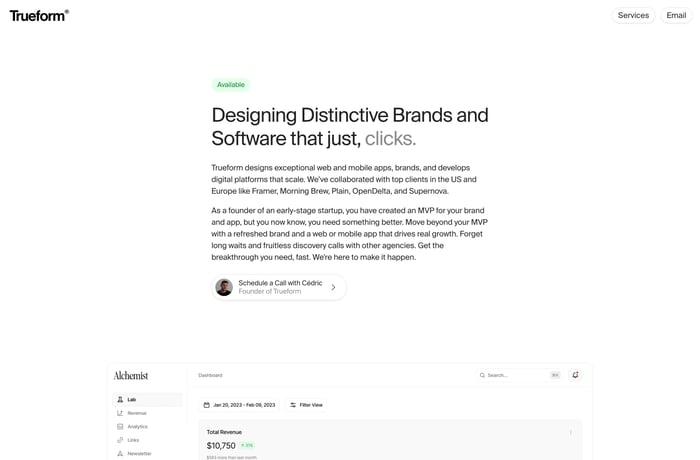 Trueform website preview