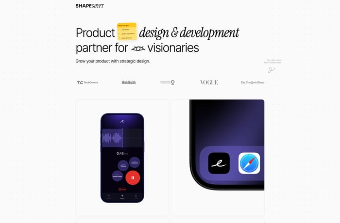 Shapeshyft website preview