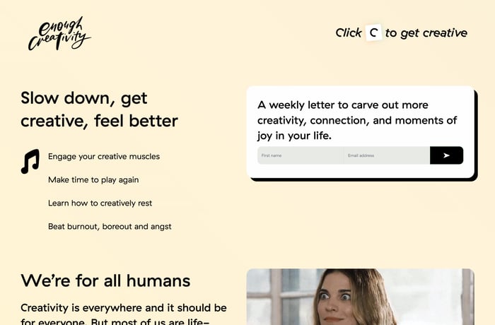 Enough Creativity website preview