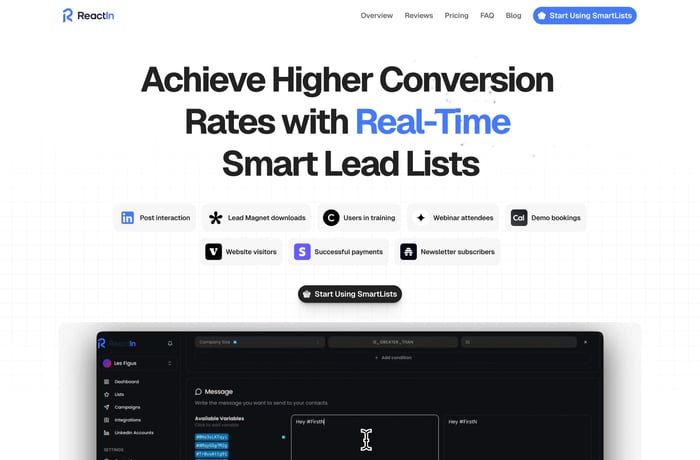 Reactin website preview
