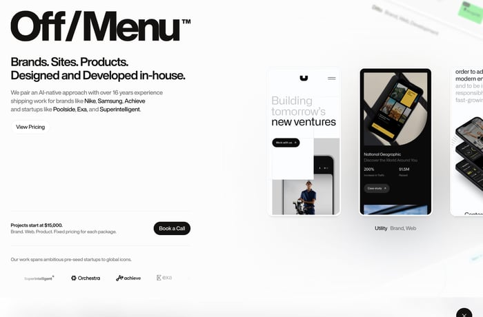Off/Menu website preview