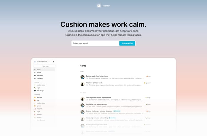 Cushion website preview