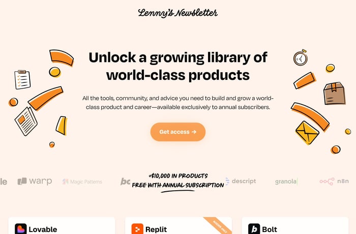 Lenny’s Newsletter Product Pass website preview