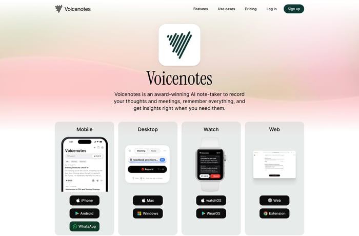 Voice Notes website preview