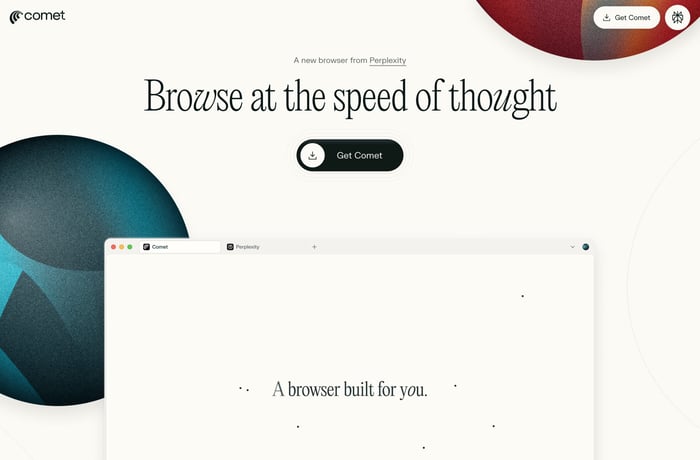 Comet website preview