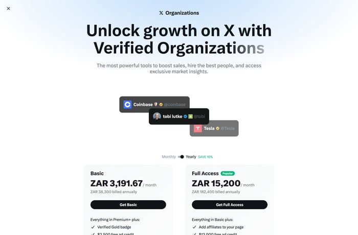 X Organizations website preview