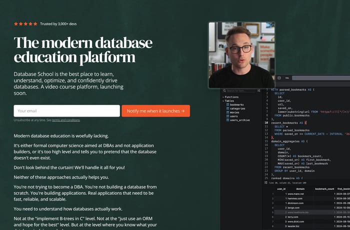 Database School website preview