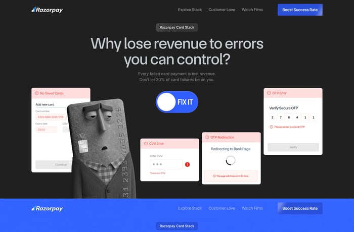 Razorpay Card Stack website preview
