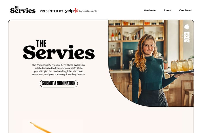 The Servies Awards website preview