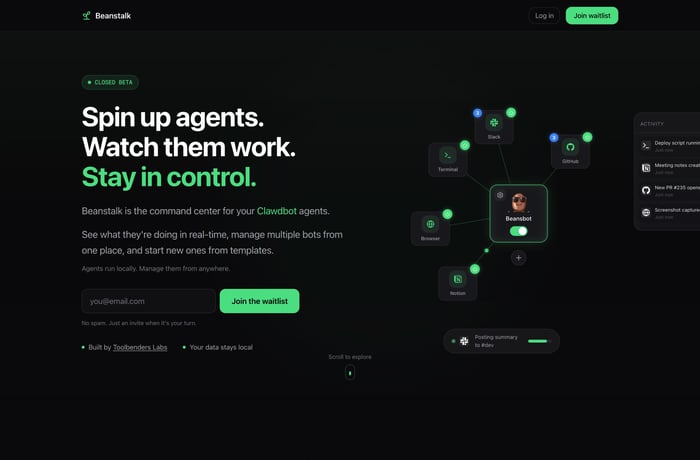 Beanstalk website preview