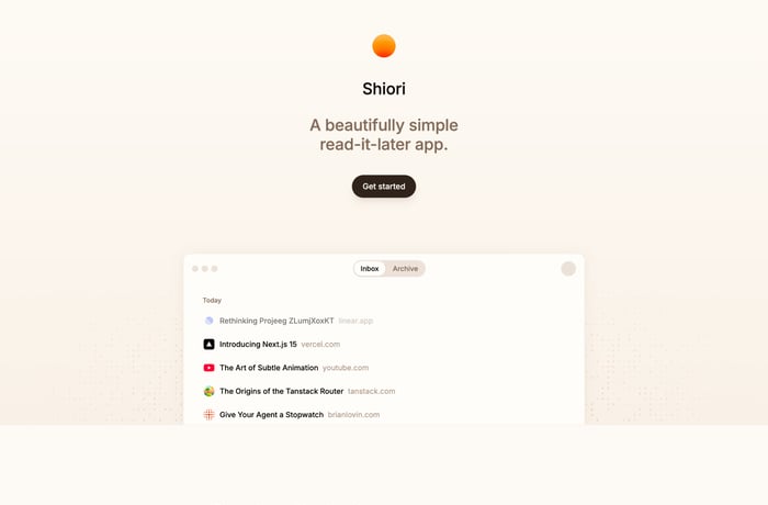 Shiori website preview
