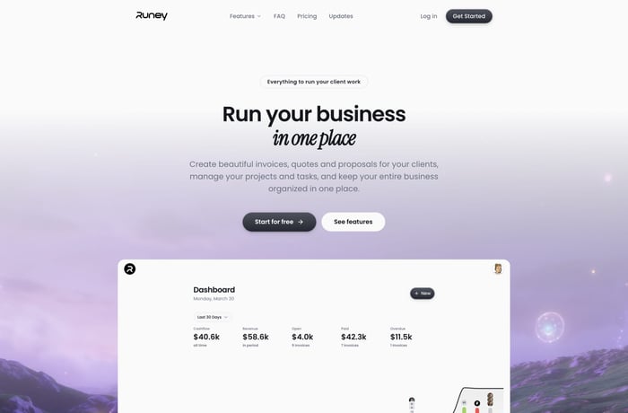 Runey website preview