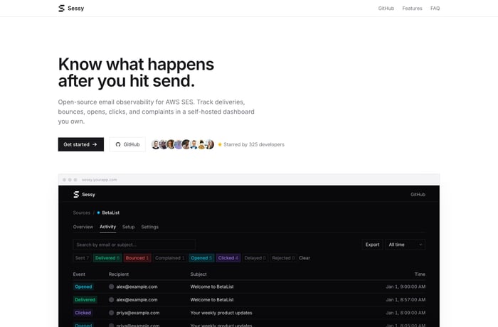 Sessy website preview