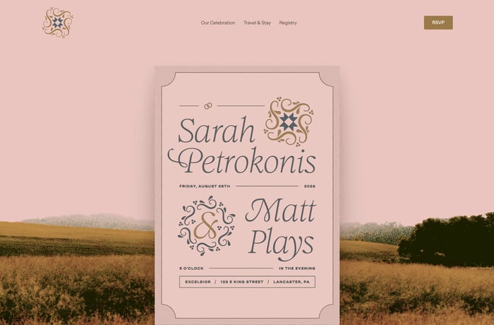 Sarah & Matt Wedding website preview