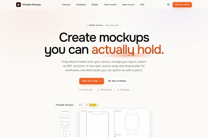 Printable Mockups website preview