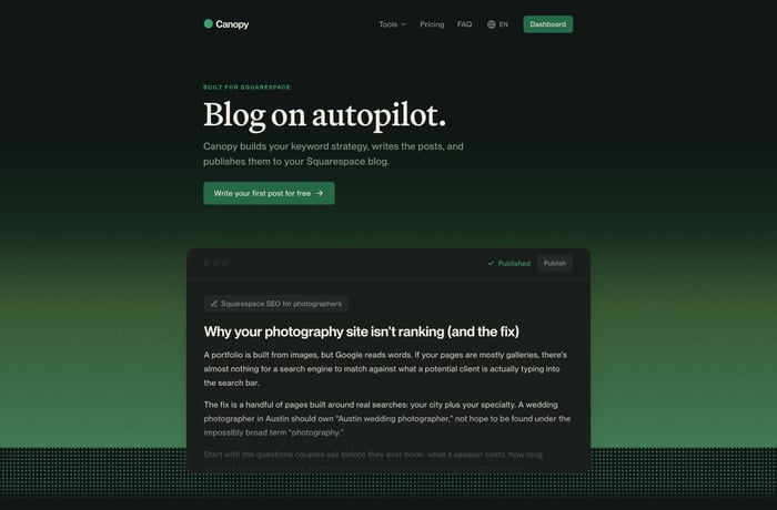 Canopy website preview