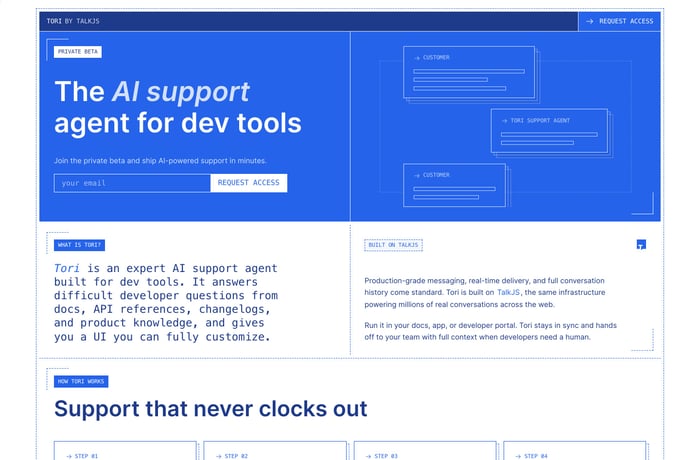 Tori by TalkJS website preview