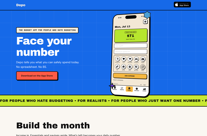 Depo Budget App website preview