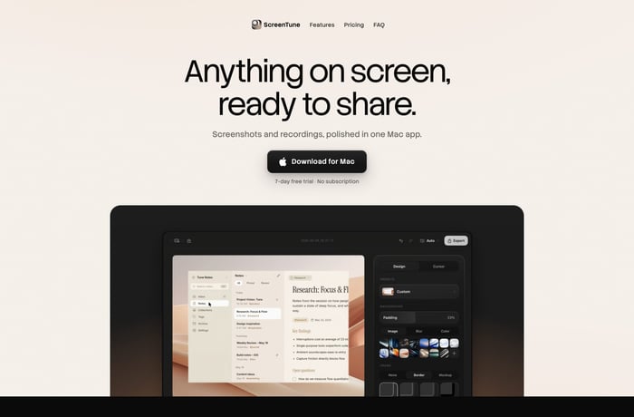 ScreenTune website preview