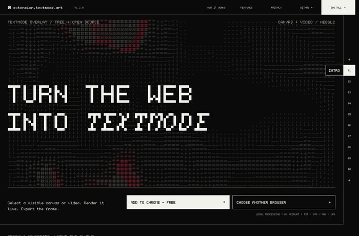 Textmode Overlay website preview