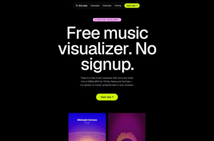 Trake.app website preview