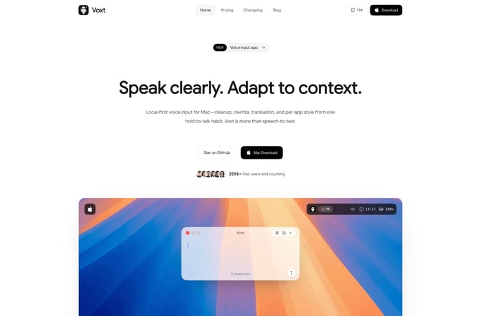 Voxt website preview