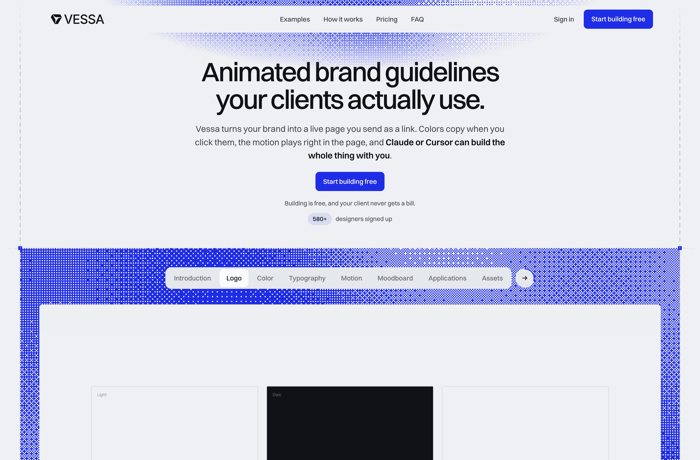 Vessa website preview
