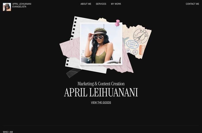 April Leihuanani Evangelista website preview
