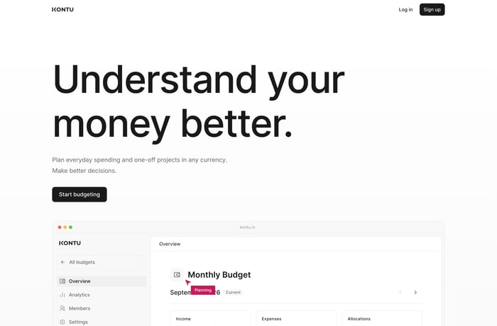 Kontu website preview