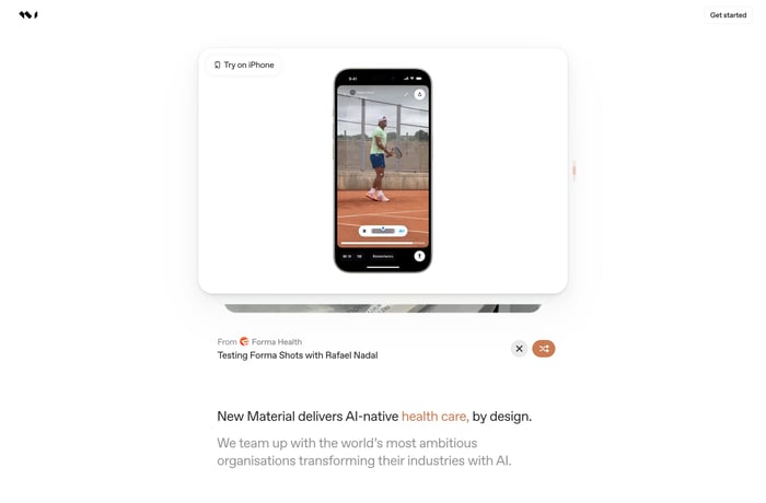 New Material website preview