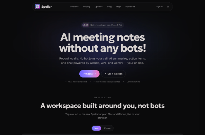 Spellar website preview