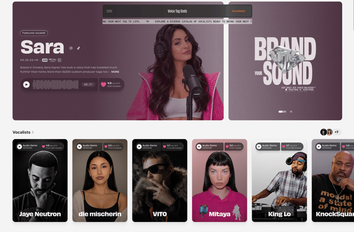 Voice Tag Gods website preview