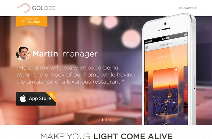 Goldee App for hue website preview