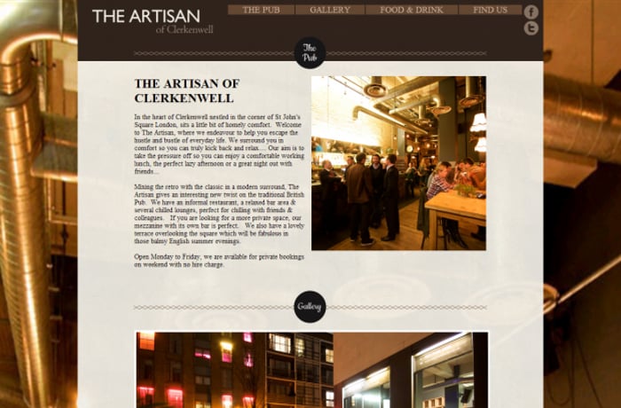 The Artisan of Clerkenwell website preview