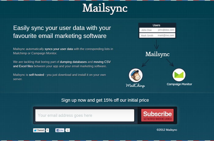 Mailsync website preview
