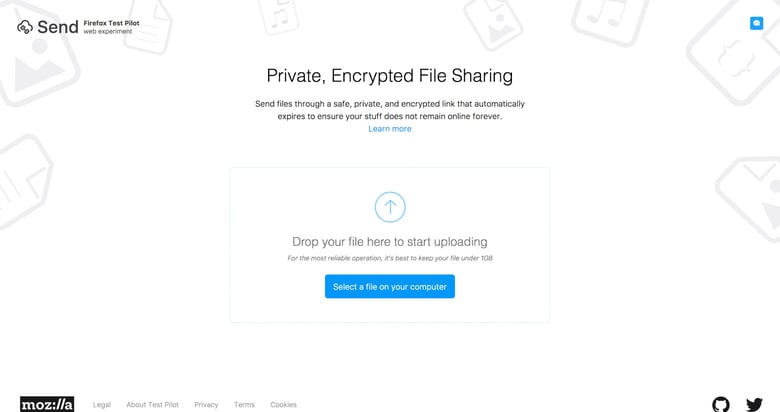 Firefox Send Thumbnail Preview