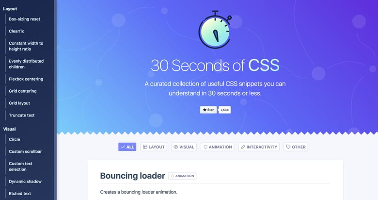 30 Seconds of CSS Thumbnail Preview