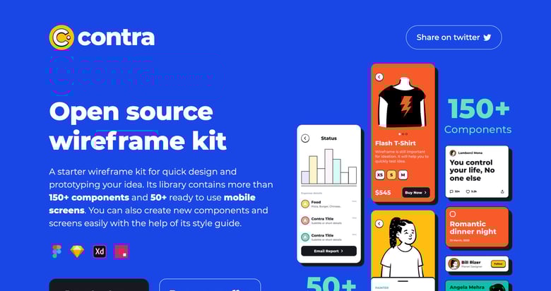 Contra Wireframe Kit Thumbnail Preview