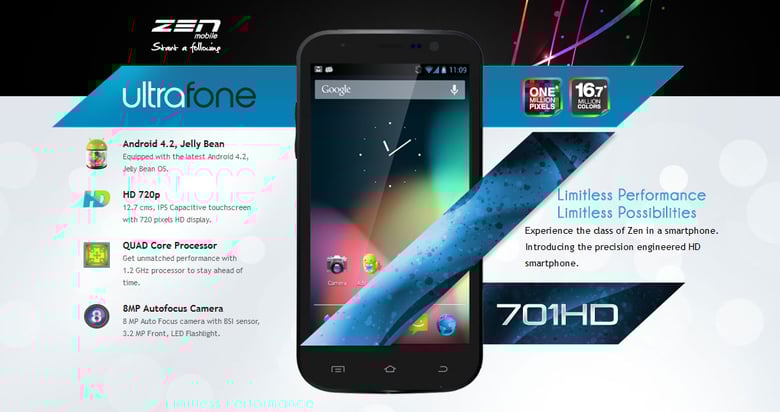 Zen Mobile – Ultrafone 701HD Thumbnail Preview